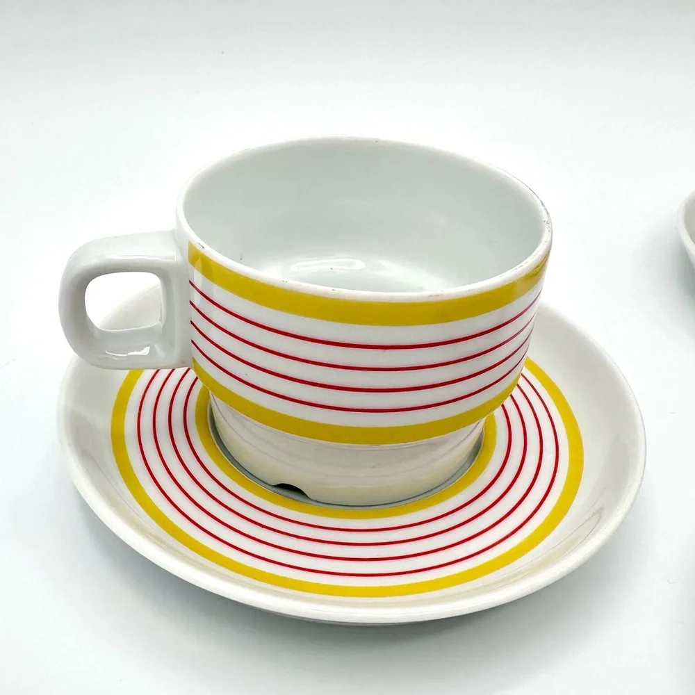 Vintage Retro IKEA Striped Tea Cups and Saucers